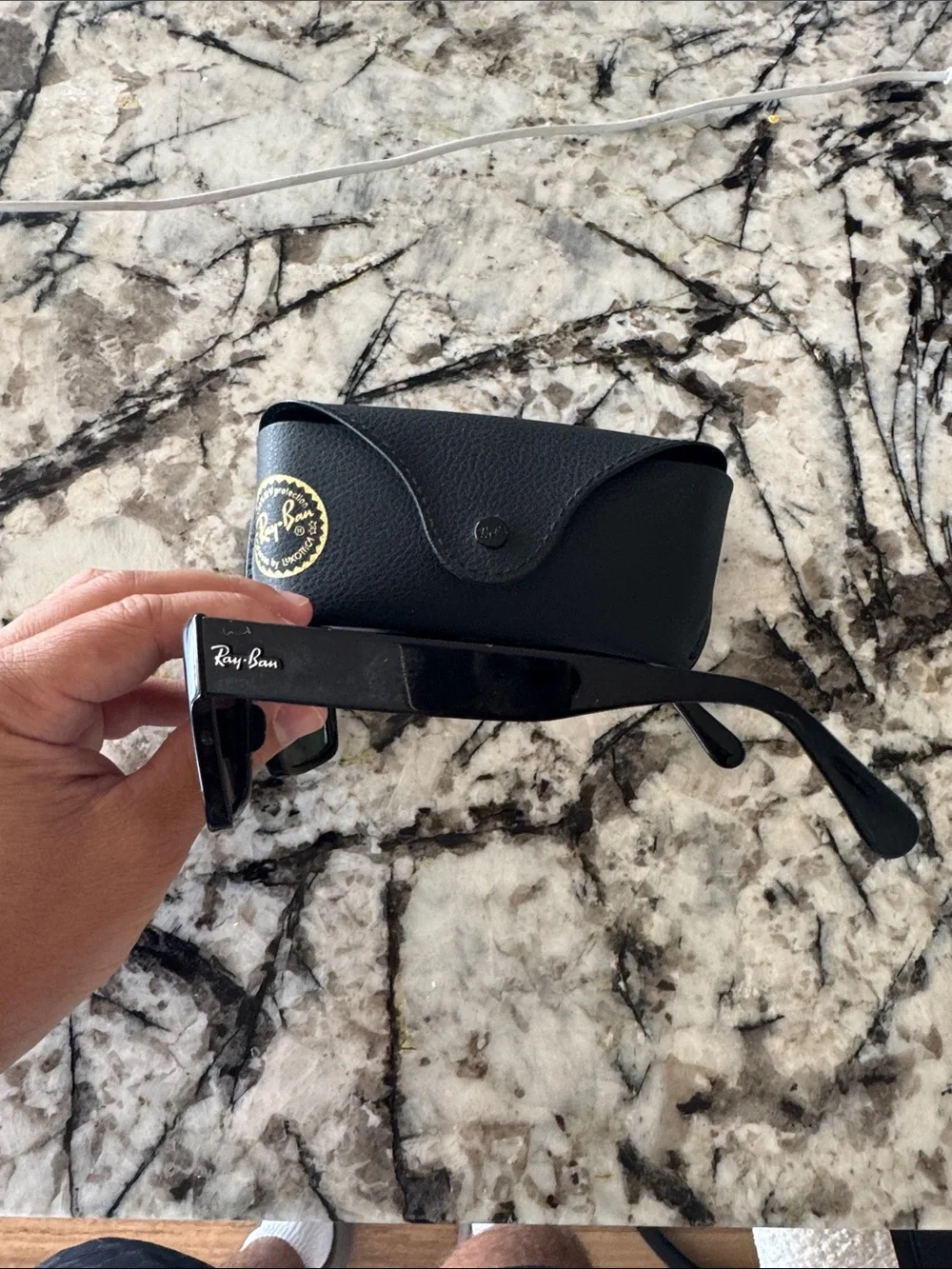 Ray-Ban Black Square Polarized Sunglasses with Black Case